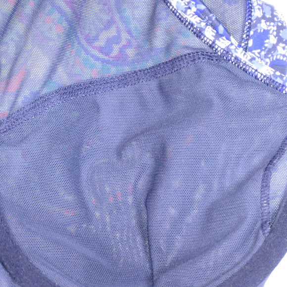 Athleta Blue Baja Bra High Neck Bikini Top Size 34 B C Criss Cross Underwire - Picture 9 of 10